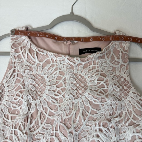 Ivanka Trump White Floral Lace Cocktail Dress with Pink Lining, Size 4 - Picture 9 of 11